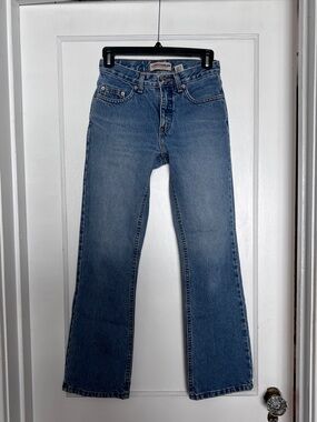 Vintage y2k LONDONJEAN Women's Blue Flared Wide-Leg Jeans